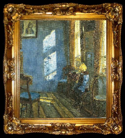 framed  Anna Ancher solskin i den bla stue, ta009-2